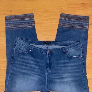 Women’s (24W) Midnight Velvet Denim Jeans with Embroidery Hem. NWOT.